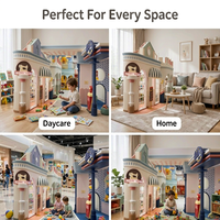 Équipement de terrain de jeu intérieur en bois personnalisé pour usage commercial avec mur d'escalade, toboggan en spirale et maisonnette pour enfants, idéal pour les cafés ludiques
