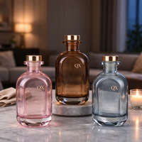 Vente en gros de flacons diffuseurs en verre ambré de 150 ml et 200 ml avec bouchon en métal doré, fond épais, flacon aromatique vide pour décoration de cadeaux
