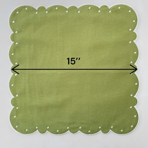 Custom LOGO Embroidered Handmade <b>Cloth</b> Pure Cotton <b>Linen</b> Napkins and Placamat Set 100% <b>Linen</b> Embroidered Scallop Edge - Product Image 4