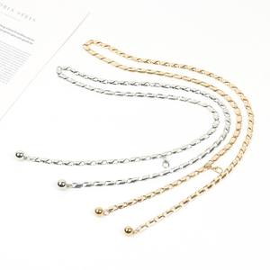 Cadena de cintura ajustable con gancho metálico para mujer, estilo europeo americano, de aleación de zinc dorada, cinturón decorativo de moda para uso diario. - Product Image 3