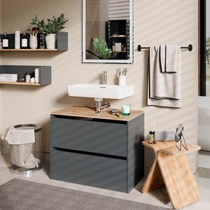 Mobile <span class=keywords><strong>Bagno</strong></span> Grigio da <span class=keywords><strong>Terra</strong></span> Stile Semplice con <span class=keywords><strong>Lavabo</strong></span> Integrato per Appartamenti - Product Image 3