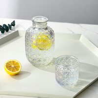 Ensemble Carafe et Verres Vintage pour Chevet – Design Gaufré, Anti-fuite, Base Antidérapante, Pichet Élégant, Facile d'Accès