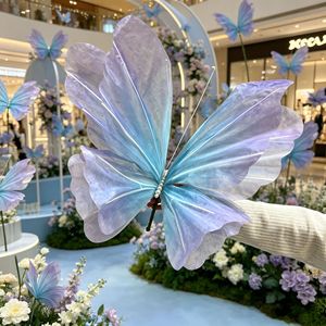 Flores de Seda de Mariposa Simuladas, Cinta Luminosa de Organza para Lámparas, Decoración de Escaparates de Centros Comerciales, Decoración de Bodas - Product Image 4
