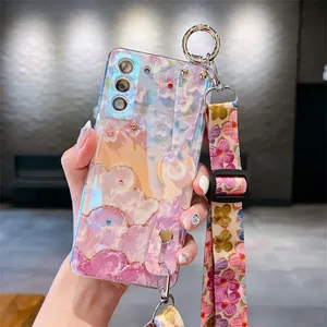 Funda de lujo con correa de pulsera de flores IMD para <span class=keywords><strong>Samsung</strong></span> S23 21 22 Plus S24 Ultra Cover <span class=keywords><strong>A</strong></span> 14 54 34 13 33 53 12 <span class=keywords><strong>52</strong></span> funda brillante - Product Image 4
