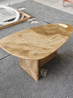 Table d'appoint en onyx blanc persan naturel, table d'appoint ovale irrégulière en pierre, décoration de salon, table en pierre couleur café