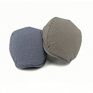 Béret rétro britannique d'été pour hommes et femmes, chapeau plat à carreaux tendance et décontracté - Product Image 2
