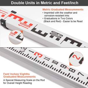 Huepar GR5-règle de niveau de 16 pieds, 5 Sections télescopique avec niveau à bulle, tige étanche de qualité en Aluminium - Product Image 6