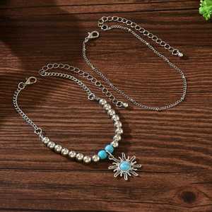 European American Retro Creative Turquoise Cow Head Fragmented <b>Anklet</b> Western Cowboy Style Multi-Style <b>Fashion</b> Diamond Alloy - Product Image 5