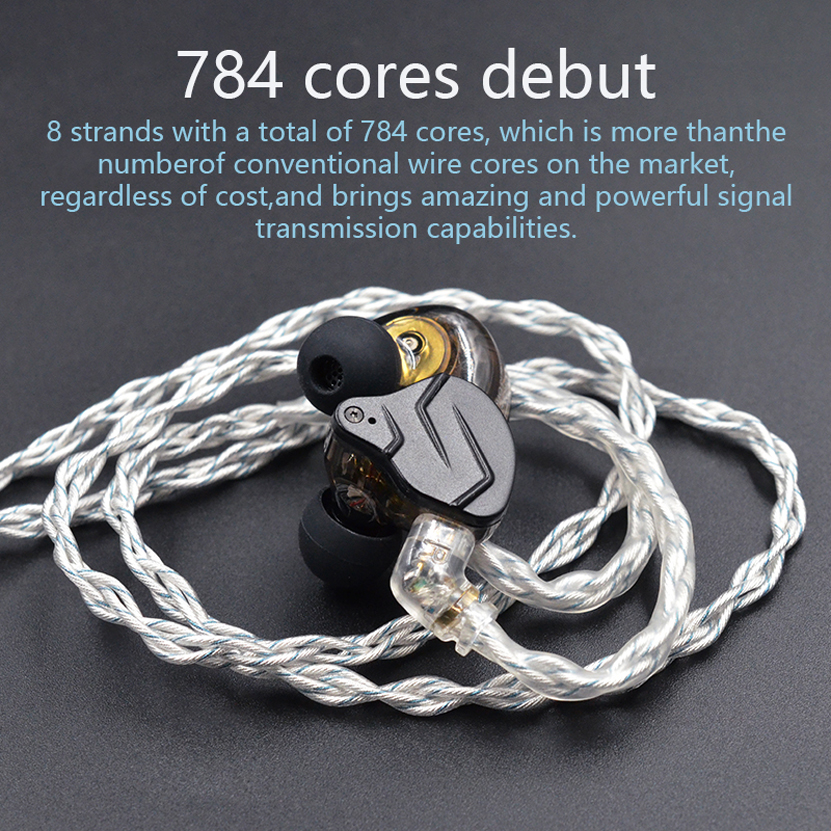 KZ 8 Core Silver/blue Mixed Update Cable for Earbuds & Headphones