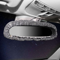 Housse de rétroviseur intérieur de voiture brillante en peluche, décor de rétroviseur élastique scintillant, housse de protection, accessoires intérieurs de voiture pour filles