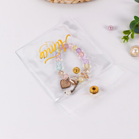 Pochette en plastique transparente avec logo personnalisé en feuille d'or, fermeture à bouton-pression, pour bijoux (boucles d'oreilles, bagues) – Emballage personnalisé