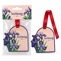 Désodorisant de voiture industriel personnalisé en papier iris violet, diffuseur de parfum pour maison, base en papier absorbant avec support de présentation