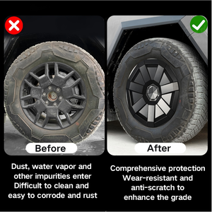 Cubiertas para Ruedas CyberTruck, Tapacubos Negro Mate con Acabado Cromado y ABS, Resistentes a Arañazos, Juego de 4 Piezas - Product Image 5