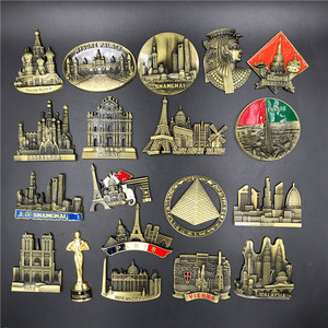 Imanes de Refrigerador con Diseños Arquitectónicos de Egipto, Francia, Shanghái y Macao, Hechos en Metal 3D, para Decoración del Hogar - Product Image 1
