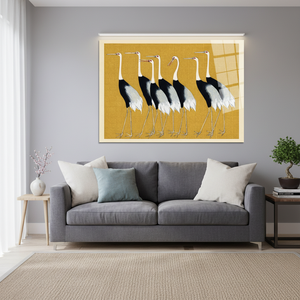 Lienzo Impreso: Elegante Arte Minimalista Japonés con Grullas, Decoración Zen, Arte en Vidrio Templado - Product Image 3
