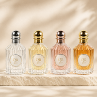 Vente flash - Flacon de parfum rond de 50 ml, 100 ml, 30 ml, flacon de parfum vide avec emballage boîte et couvercle doré, étiquette métallique personnalisée