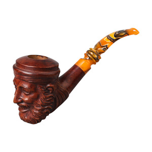 Briarwood Pipe Hand Carved Bent Shape Dark Red Cumberland Tobacco Pipe With Vulcanized Rubber Mouthpiece - Product Image 1