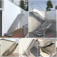 Escalier droit en acier galvanisé pour extérieur, designs d'escaliers extérieurs