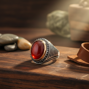 Agate Gemstone Oval Shape <b>Men</b> <b>Ring</b> Jewelry <b>Man</b> Jewellery Wholesale Handcrafted Authentic 925 Sterling Silver <b>Men</b> <b>Ring</b> - Product Image 3