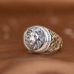 Hip Hop Persönlichkeit Punk-Stil Kupfer offen verstellbar Domine ering <span class=keywords><strong>Lion</strong></span> King <span class=keywords><strong>Ring</strong></span> für Männer - Product Image 4