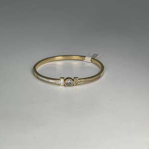 Crystal Bangle <b>Bracelet</b> 316L Stainless Steel PVD Gold Plating With Clear Stones For Women Fashion Jewelry - Product Image 1