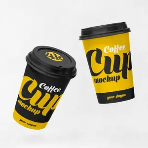 Longworld logotipo personalizado com selo de plástico e tampa selada, preço mais baixo barato, copo de papel para café, suco de banana de 7 onças, copo único
