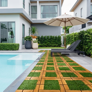 Baldosas Cuadradas de Madera de Acacia Modernas, 300x300mm, para Hogar, Oficina, Terraza, Piscina, Aislamiento Térmico, Antibacterianas, Antideslizantes, Acabado Mate - Product Image 1