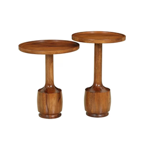 Mesa Auxiliar de Madera Maciza Acabada a Mano, Mueble de Sala de Estar, Mesa Auxiliar de Madera Natural Resistente para Sofá, Soporte de Almacenamiento para Esquina - Product Image 1