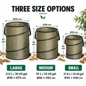 Sac de jardin pliable et robuste pour feuilles et déchets, conteneur réutilisable pour déchets de jardin avec poignées - Product Image 3