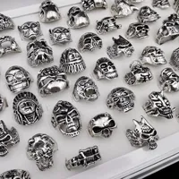 Bagues pour hommes en alliage de zinc, motif crâne squelette, style punk géométrique, collection 2026, idéales comme cadeau, à prix abordable
