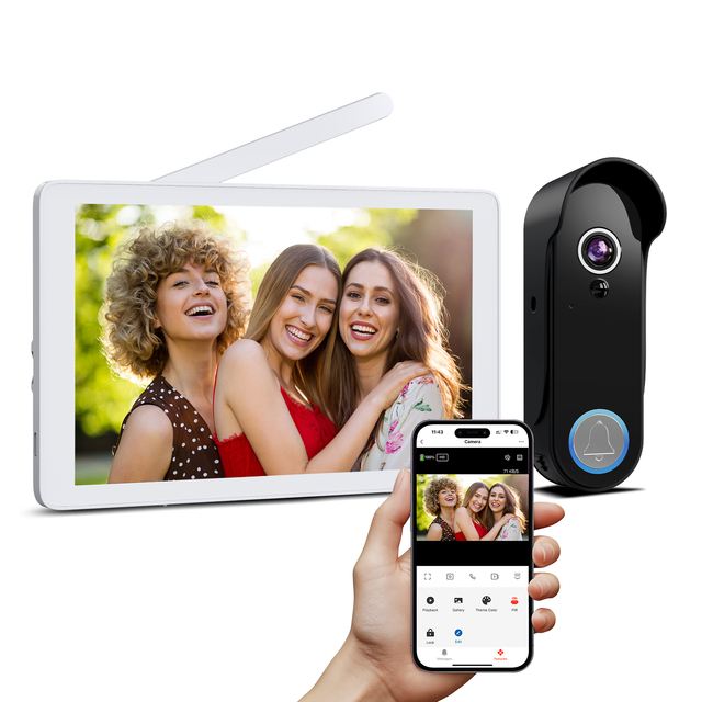 Tuya Durable 1080P WiFi Doorbell Camera Security with Remote Control and 8-Inch Touch Screen Monitor for Indoor/Outdoor Use