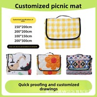 Tapis de pique-nique Chunyafang portable, épais, antidérapant, résistant à l'humidité, style Instagram, sans gonflage, pour camping, cuisine en plein air, pelouse