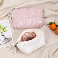 Porte-monnaie multifonctionnel personnalisé avec logo, fermeture éclair, petite capacité, pour filles, sac à paillettes portable