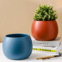 Vente en gros Cactus Succulent Pots de fleurs modernes Mini jardinière intérieure ronde en céramique Pots de jardin avec plateau