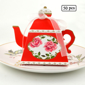 Caja de caramelos de tetera con cinta, cajas de embalaje de pastel para boda, recuerdos de Baby Shower, suministros de recuerdos de cumpleaños - Product Image 2
