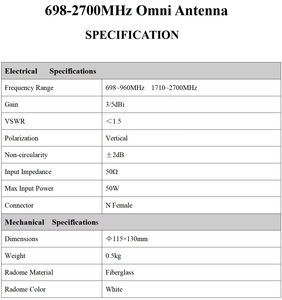 698-2700MHz extérieur large bande Omni antenne SISO Signal Booster <span class=keywords><strong>brouilleur</strong></span> Vertical <span class=keywords><strong>Anti</strong></span>-<span class=keywords><strong>Drone</strong></span> UAV compteur antenne Communication - Product Image 6