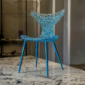 批发现代奢华闪光优雅冰堆叠光纤餐椅亚克力水晶透明家庭办公活动婚礼 - Product Image 2