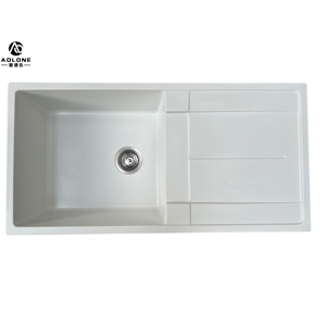 Évier de cuisine de luxe blanc noir blanc Évier en pierre de quartz à la mode Évier en granit à cuvette unique - Product Image 5