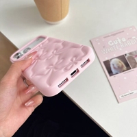 Coque de téléphone Coquette Mignonne Rose Pastel avec Nœud en Relief pour iPhone 18 17 Pro Max 16 15 14 13 – Housse de Protection en Silicone Souple Style Féminin