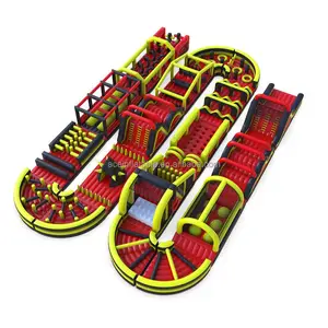 EN-14960 Giant kids & adults bouncy castle amusement outdoor Inflatable Amazing Insane 5K obstacle Course 5K Running Events