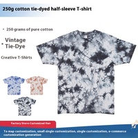 Nueva camiseta de verano Tie-Dye 250g peso pesado creativo contraste algodón peinado sólido cómodo cuello suelto 100% personalizado