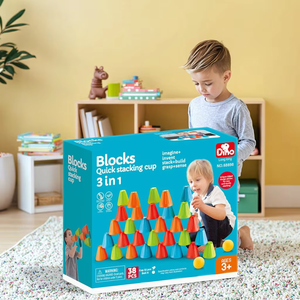 어린이용 <span class=keywords><strong>3</strong></span>-in-1 플라스틱 블록 빠른 쌓기 컵-38피스 교육용 장난감 - Product Image 4