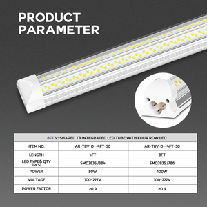 50W 100W <strong>4ft</strong> 8ft V Model Integrated T8 Led <strong>Tube</strong> Light Garage Warehouse Workshop LED Linkable Integrated <strong>Tube</strong> - Product Image 6