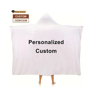 Coperta con Cappuccio Personalizzata OEM, Poncho su Misura, Coperta in Flanella con Stampa Sublimatica e Cappuccio - Product Image 1