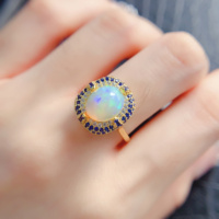 Wholesale New Design 925 Sterling Sliver Natural Opal Gold Plated Jewelry Vintage Sophisticated Romantic Forever Women's Ring