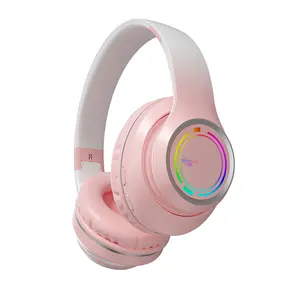 Earbuds olahraga Bass nirkabel, Headphone Over-Ear Gaming warna-warni Bass