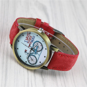<span class=keywords><strong>Reloj</strong></span> de cuarzo informal para hombre y mujer, cronógrafo de tela vaquera con correa de cuero - Product Image 5