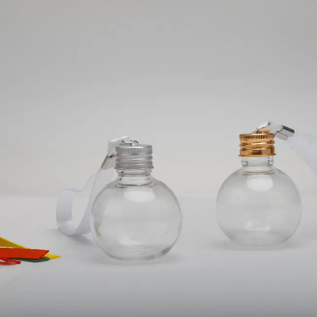 Ornamenti riutilizzabili in plastica trasparente di natale personalizzati stampa Logo bagattelle di vetro di natale bagattelle di Gin trasparenti per l'albero di natale