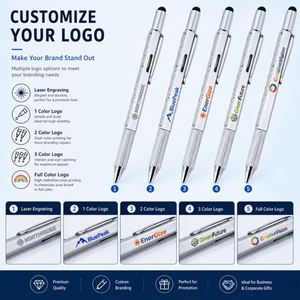 Wholesale Custom Logo <b>6</b> in 1 Multifunction Pen for Promotional Business Gift Multi Function Ballpoint Tool Ball Pens - Product Image 3