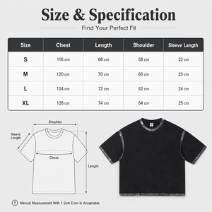 T-shirt Homme 285G en Coton Pur Lourd Noir, Coupe Boxy Ample à Bords Peints Vintage, Manches Courtes, Style Streetwear, Haut Personnalisé - Product Image 2